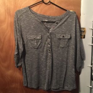 New York & Company Striped Top with Buttons